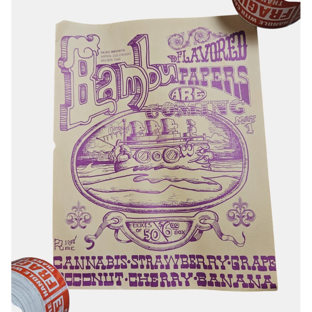 Bambu Flavored Papers Vintage 1970s Promo Pamphlet Catalog‎ Double Sided